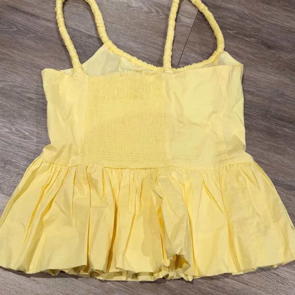 ASTR Yellow Bubble Peplum Cotton Camisole Medium - Picture 5 of 6